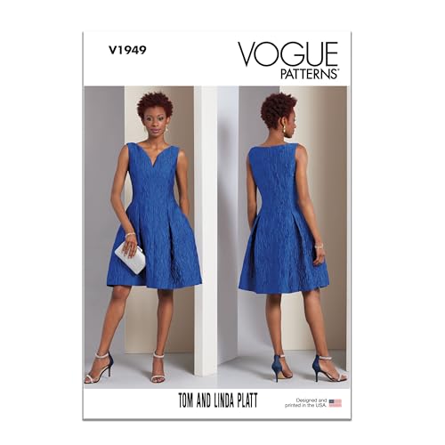 Vogue Patterns V1949B5 Gefüttertes Kleid für Damen Schnittmuster-Paket von Tom und Linda Platt, Design-Code V1949, Papier, Mehrfarbig, Sizes 8-10-12-14-16