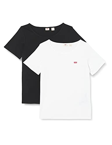 Levi's Plus Size Damen T-Shirt, Pl 2 Pack Tee White + & Mineral Black, 1 X