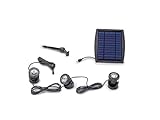 Pontec PondoSolar LED Set 3 - Beleuchtungsset mit 3 LED Lampen und Solar Panel / Solarbeleuchtung für Teich und Garten