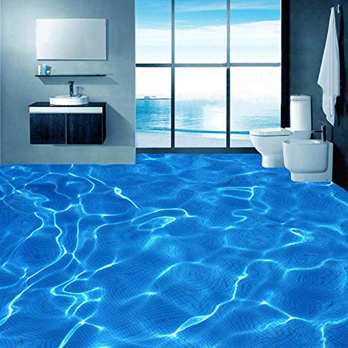 Benutzerdefinierte Foto Boden Tapete Moderne Kunst 3D Blaues Wasser Wellen Badezimmer Boden Wandbild PVC Selbstklebende Wasserdichte Bodentapete-250 * 175cm