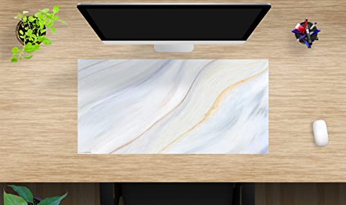 Schreibtischunterlage – Cremefarbener Marmor – 80 x 40 cm – Schreibunterlage aus Premium Vinyl – Made in Germany