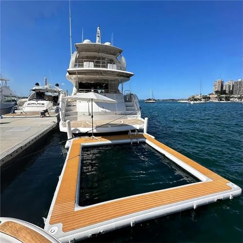 Ozean-Meer-Swimmingpool Eva rutschfeste aufblasbare schwimmende Insel-Dock-Plattform mit Netz für das Sommer-Ozean-Paradies,16.4Ft/5M*26.2Ft/8M