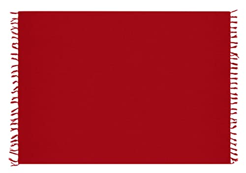 Pareo Sarong Tuch Damen Herren - Wickelrock Strand - Strandtuch blickdicht als Wickeltuch oder Handtuchkleid und Wickelkleid Unisex Frauen und Männer - mit Schnalle einfarbig Bordeaux Dunkel Rot