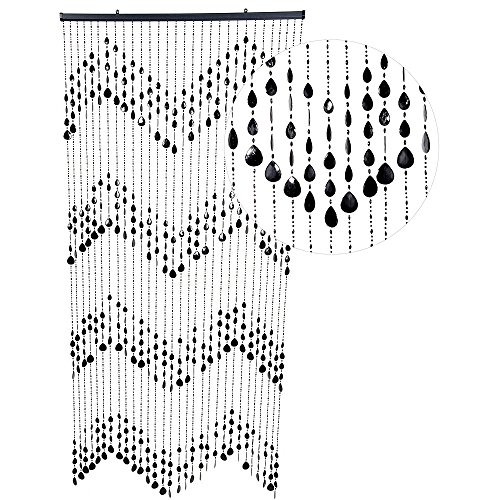 HAB & GUT -DV0323- Türvorhang KLUNKER, schwarz, 90 x 200 cm Perlenvorhang Pailettenvorhang