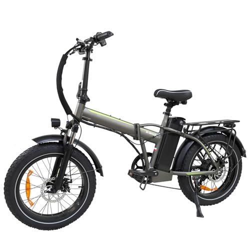 wirlsweal Electric Bikes, Elektrisches Fahrrad Power Assisted Pending Fahrrad 20 "x 4.0 Fat Tires Abnehmbare Batterie Smart LCD Display LED Scheinwerfer E-Bike (Grey)