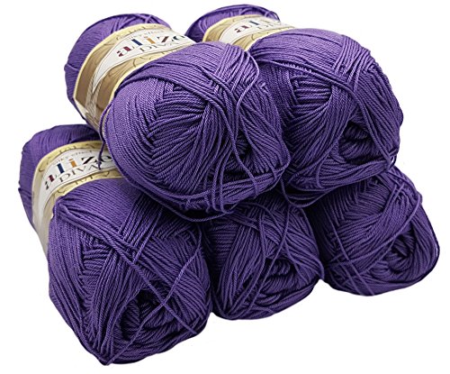 Alize 5 x 100g Diva Batik Wolle, 500 Gramm merzerisierte Strickwolle Acrylwolle