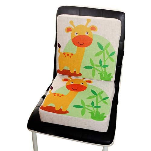 Wateralone Boostersitz Esszimmer Stuhl Sitzerhöhung Kinder Kindersitze, niedlichen Animal Print Flachs, demontierbar einstellbar, ideal als Hochstuhl für unterwegs für Babys & Kleinkinder (Giraffe)