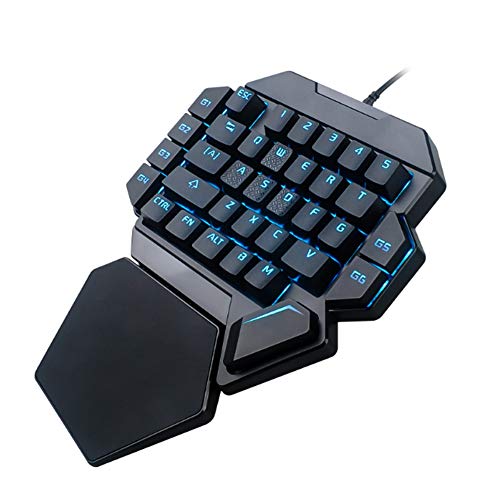 Einhandtastatur, RGB Luminous Gaming Mechanische Tastatur mit Makrodefinitionsfunktion, USB-Hintergrundbeleuchtung USB-Tastatur mit 35 Tasten für Win 2000/Win XP/Vista/Win7/Win8/WIN10