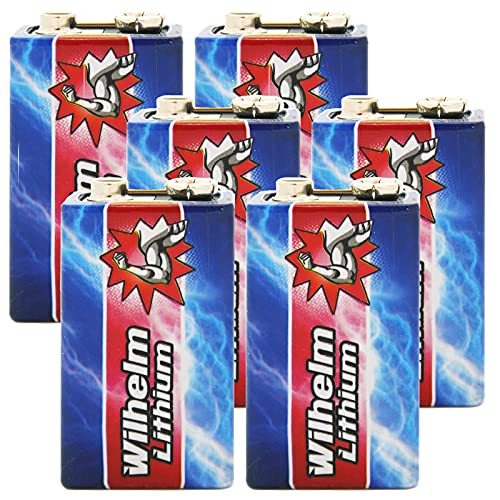 6 x Wilhelm Lithium 9V Block Batterie Rauchmelder 6LR61 9 Volt Batterien