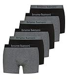 bruno banani Herren Boxershorts Unterhosen Flowing 2203-1388 6er Pack, Farbe:Mehrfarbig, Menge:6er Pack (3X 2er), Wäschegröße:L, Artikel:-1782 schwarz/Graumelange