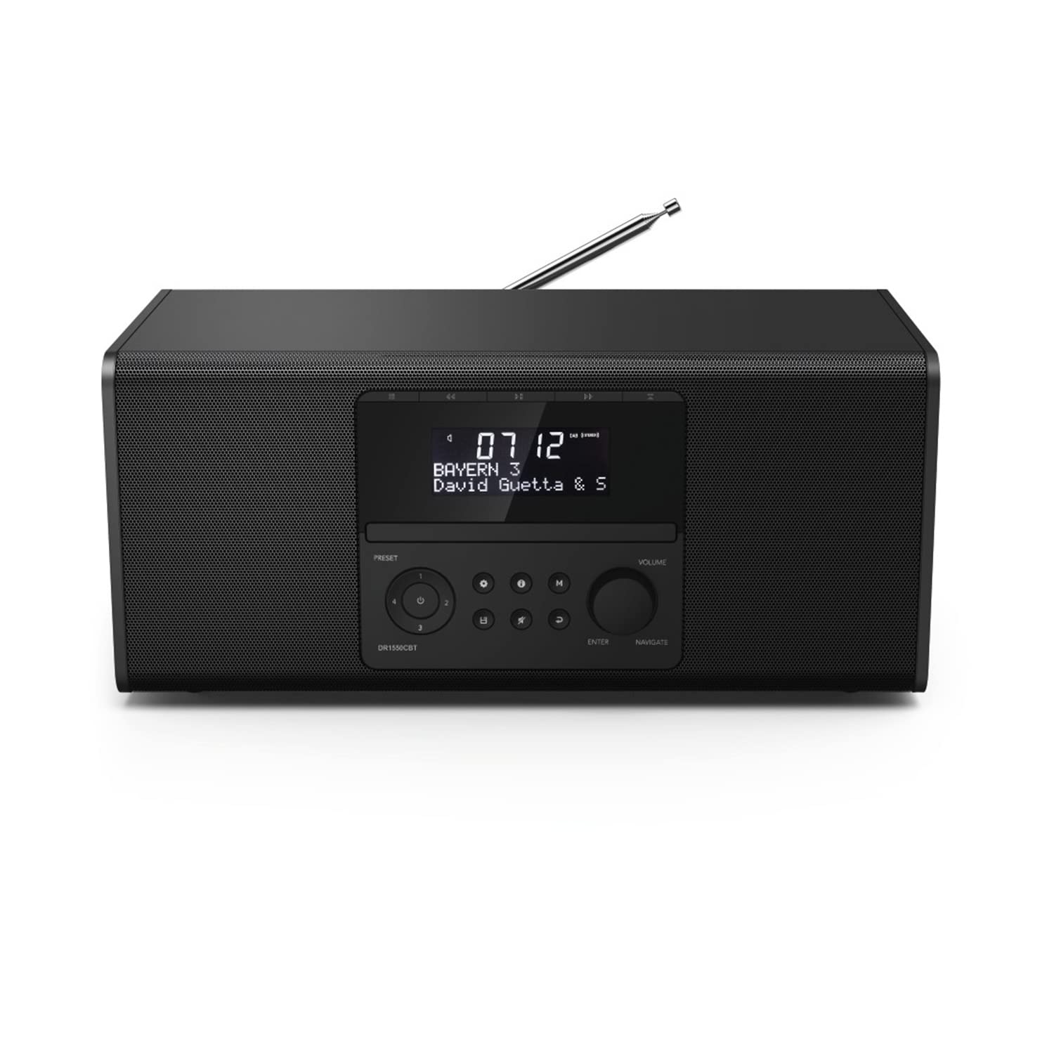 Hama DAB+ Radio mit CD-Player (Bluetooth/USB/UKW/DAB Digitalradio, Radio-Wecker mit 2 Alarmzeiten/Snooze/Timer, 4 Stationstasten, Stereo, beleuchtetes Display) schwarz