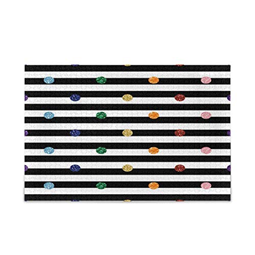 BIGJOKE Geometrische Polka Dot Stripe Puzzles 1000 Teile für Erwachsene Holzpuzzle Lustiges Spiel für Teenager und Familie