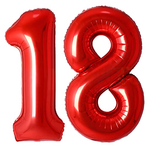 Rote Zahl 18 Geburtstag Party Luftballons Dekorationen Heliumfolie Mylar-Ballon große Zahl 18.