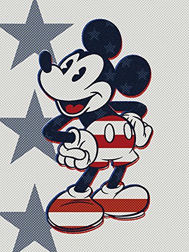 Disney Mickey Mouse Retro Stars n' Stripes, 60 x 80 cm, Leinwanddruck, Mehrfarbig