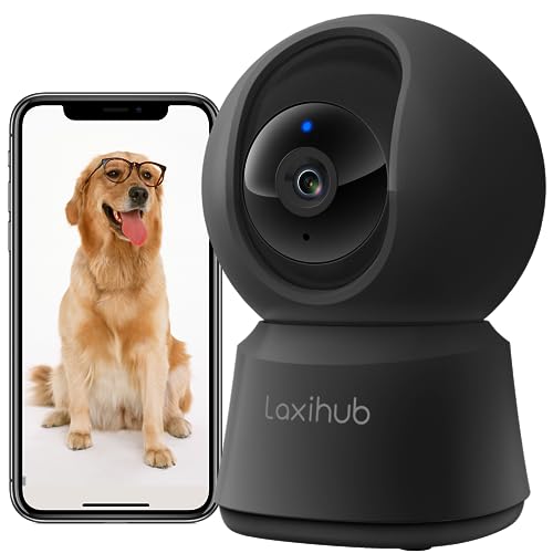Laxihub Überwachungs-WLAN-Kamera Indoor Home Camera Baby Pet Cam P2 1080P, Nachtsicht, 2-Wege-Audio, Bewegungsgeräuscherkennung, kompatibel mit Alexa und Google Assistant