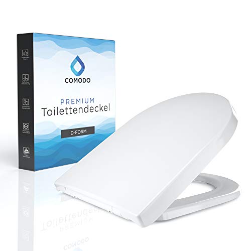 Comodo Toilettendeckel mit Absenkautomatk & Quick Release - Antibakterieller Klodeckel D Form - Universeller WC Sitz - Klobrille inkl. Montagezubehör