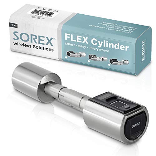 SOREX FLEX Elektronisches Türschloss mit Fingerabdruck, Smartes Schloss mit Schließzylinder, Fingerprint | Standardlänge