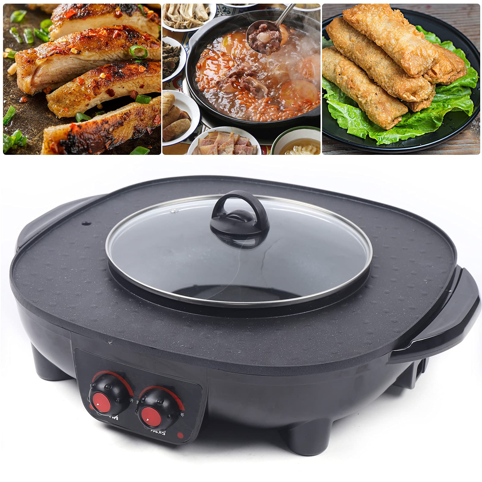 Hot Pot Küche Multifunktions BBQ Elektro Hotpot Ofen Rauchfreie Grillpfanne Grillmaschine Elektrischer
