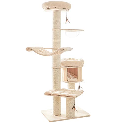 Klettergerüst für Katzen Kratzbaum Cat Tower Condo Möbel mit Sisal Aktivitätskratzbäume mit Katze Nest und Springen Plattform Hammock Multi-Level-Cat-Turm Cat Tower Eigentumswohnungen