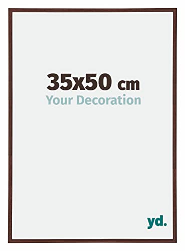 yd. Your Decoration - Bilderrahmen 35x50 cm - Bilderrahmen aus Kunststoff mit Acrylglas - Ausgezeichnete Qualität - Klares Kunstglas - Braun - Annecy