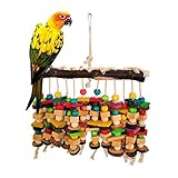 Gemini_mall Papageienbaustein aus Holz mit Leiterständer, Sitzstange, Seil für Vögel