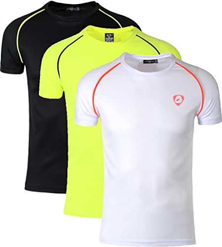 jeansian Herren Sportswear 3 Packs Sport Slim Short Sleeves Compression T-Shirt Tee LSL182 PackC L