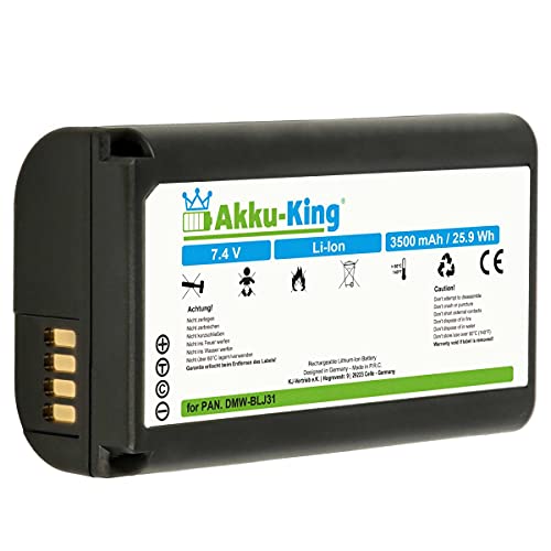 Akku-King Akku kompatibel mit Panasonic DMW-BLJ31 - Li-Ion 3500mAh - für Panasonic Lumix DC-S1, DC-S1R, DC-S1H