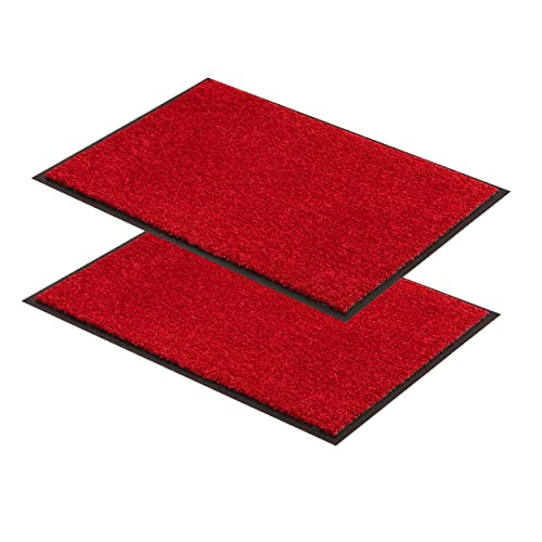 ASTRA strapazierfähige Schmutzfangmatte – rutschfeste Türmatte – Fußmatte innen Sauberlaufmatte – Eingangsmatte robust – Vorleger rot 80x120 cm 2er Set