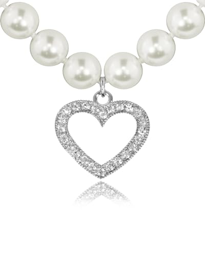 LUISIA® Halskette Phoebe mit Herzanhänger und Kristallen von Swarovski® | Kristall Creme