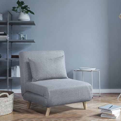 Home Deluxe - Schlafsessel Snooze - Farbe:, Webstoff, 3 in 1 Design: Nutzbar als Sessel, Lounge oder Bett I Klappsessel Klappbett Sesselbett (Grau)