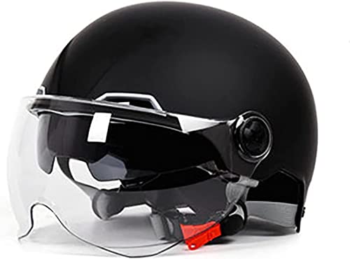 STTTBD Motorrad Halbhelm Jethelm Retro Jet-Halbschalenhelm mit doppelter Sonnenblende Vintage Skull Cap für Cruiser Scooter Touring Motorrad Belüftungshelm ECE-geprüft C