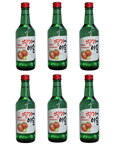 bick.shop® 6x Soju 360ml Korea original 12-13% Vol Alk. Branntwein Reiswein koreanischer Wodka Jinro (Erdbeere)