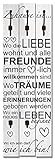 ARTLAND Wandgarderobe Holz mit 5 Haken 45x140 cm Design Garderobe mit Motiv Spruch Liebe Familie Zuhause Grau T9IR