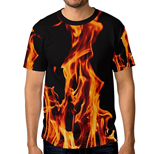 alaza Herren Feuer Flamme Kurzarm T-Shirt beiläufige Klein Multi