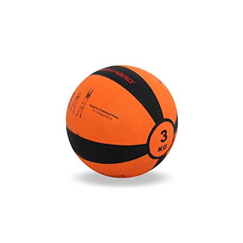 TrainHard Medizinball 1-12 kg, Gummi Gewichtsball in 10 Farbig, Professionelle Gymnastikball für Krafttraining, Crossfit und Fitness (3 KG - Orange)