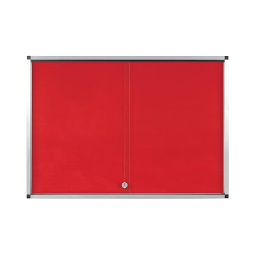 Bi-Office Exhibit Extra Pinnbare Schaukasten, 6xA4, Oberfläche in Rote Filz, Glastür, Aluminiumrahmen