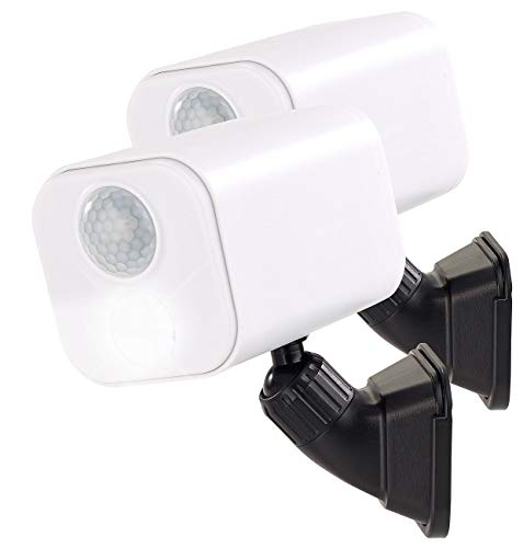 Luminea Wandlampe LED Batterie: 2er-Set LED-Wandspots für innen & außen, Bewegungssensor (LED Lampe Bewegungsmelder Batterie)
