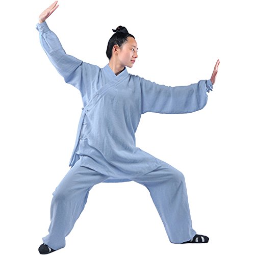 G-LIKE Tai Chi Uniform Kleidung - Qi Gong Kampfkunst Wing Chun Shaolin Kung Fu Training Dao Bekleidung - Hanf (Blau, L)