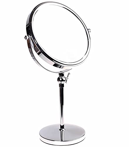 HIMRY Standspiegel Höhenverstellbar Normal+ 7fach 8 inch, Kosmetikspiegel 360° drehbar. Verchromten Schminkspiegel Rasierspiegel verchromten, KXD3101-7x