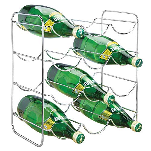 mDesign Flaschenhalter - Weinflaschenhalter aus Metall für bis zu 12 Flaschen - perfekte Ablage für Weinflaschen - Getränkeaufbewahrung in Kühlschrank & Küchenschrank - silberfarben