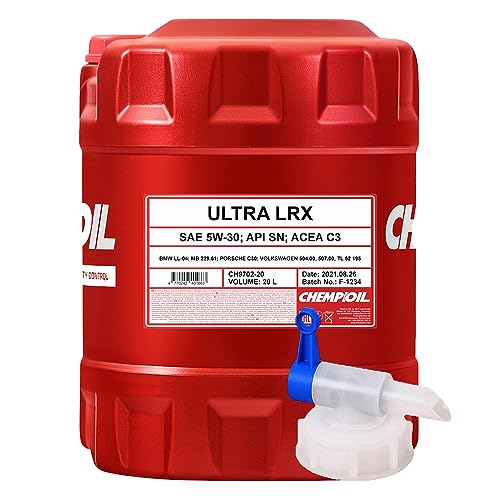 20l + Auslaufhahn Chempioil Ultra LRX 5W-30 Freigabe 504 507 Motoröl