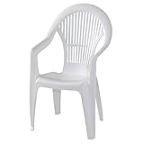 Monobloc stapelbarer Stuhl mit hoher Rückenlehne, Made in Italy, 58 x 56 x 94 cm, weiße Farbe