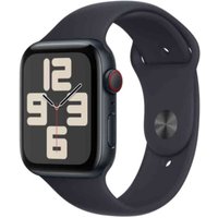 Apple Watch SE (GPS + Cellular) - 44 mm - Midnight Aluminium - intelligente Uhr mit Sportband - Flouroelastomer - Midnight - Bandgröße: S/M - 32GB - Wi-Fi, LTE, Bluetooth - 4G - 33 g (MRH53QF/A)