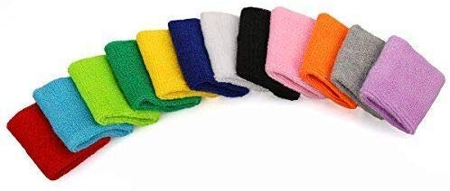 BLUESKY 12 Paar verschiedene Farbe Bunte Baumwolle Schweiß Sport Basketball Fußball Armband Handgelenk Schweißbänder Handgelenk Bänder, 12 Pairs