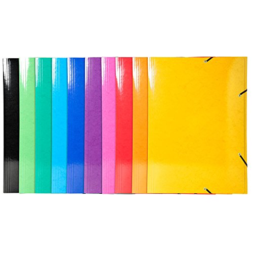 Exacompta 59829e - Pack von 10 Ordner mit Gummi, A3 - 32 x 44 cm, mehrfarbig