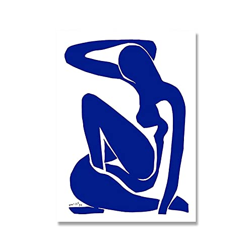 Henri Matisse Blaue Frau Poster Kunstdruck Bild Abstrakte Retro Leinwand Malerei Schlafzimmer Wohnkultur Wandkunst Gemälde 70x100cm Rahmenlos