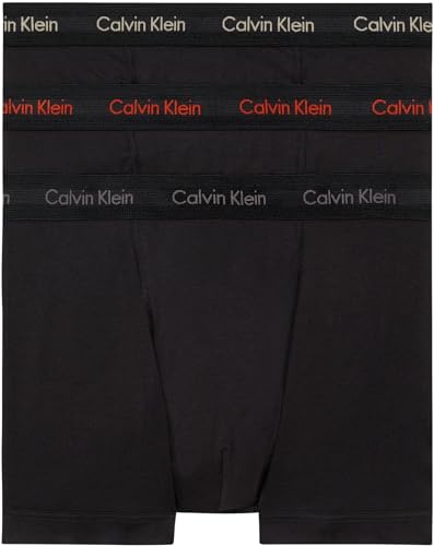 Calvin Klein Herren 3er Pack Boxershorts Trunks Baumwolle mit Stretch, Schwarz (B- Cher Ks/Eiffle Twr/Moss Gr Lgs), L