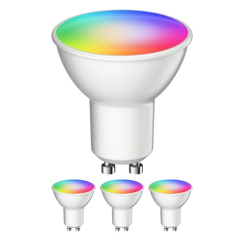 ledscom.de GU10 LED RGB Leuchtmittel, PAR16, warmweiß - weiß (2900-6200K), 5,5W, 473lm, 103°, Smart Home, WLAN, Alexa, matt, 4 Stk.