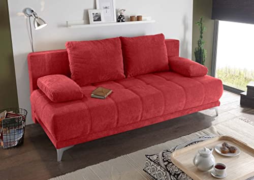 Froschkönig24 Jenny Schlafsofa 203x101 cm Sofa Couch Schlafcouch Rot (Berry)