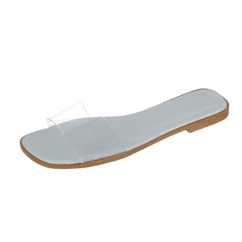 VNNHGB Damen-Flip-Flops, modische Sandalen, Damen-Sandalen mit niedrigem Absatz, Sommer-Hausschuhe, Blau, 40